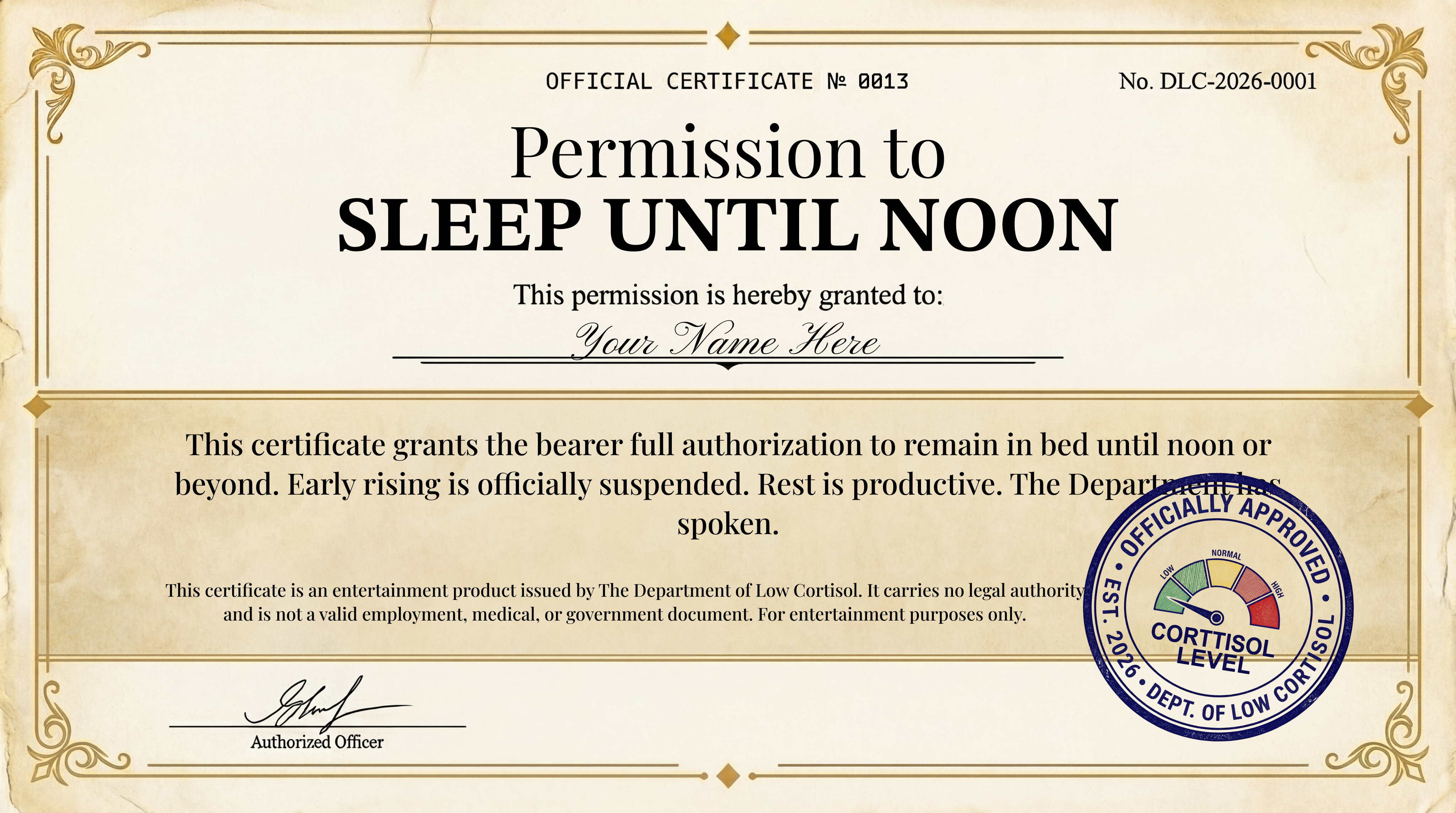 Permission to Sleep Until Noon